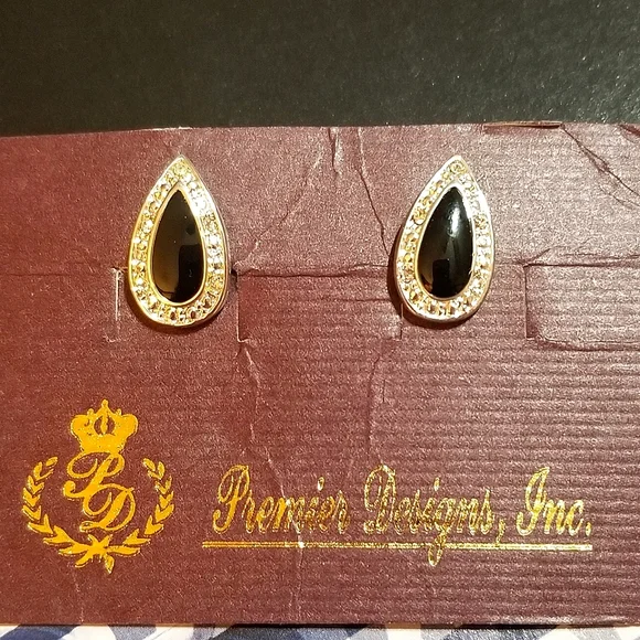 NWT Premier Designs Classic Crystal & Enamel Earrings - Picture 5 of 5